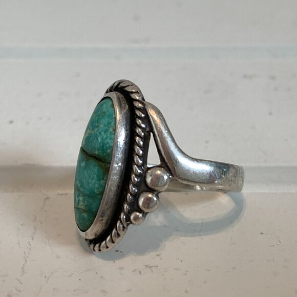 Bell Sterling Vintage Turquoise Ring Size 6.5 - Picture 7 of 9